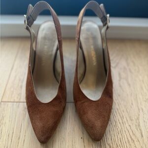 Stuart Weitzman suede sling back pump